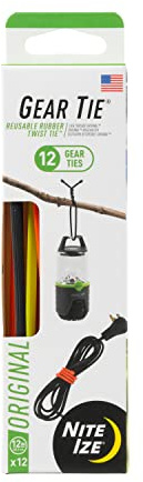 Nite Ize Gear Tie Original ProPacks - Reusable Rubber Twist Ties for Indoor & Outdoor Use - Bendable Wire Interior - Durable Rubber Exterior - Secure Grip - Assorted Colors, 12 (12 Pack)