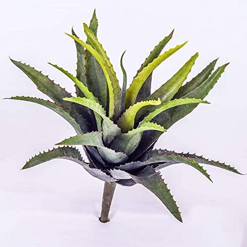 artplants.de Deko Agave, 22 Blätter, grün, auf Steckstab, 25cm - Künstliche Sukkulente - Kunstpflanze
