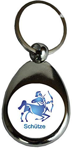 Schlüsselanhänger Einkaufschip Sternzeichen Geschenk Geburtstag Metall silber, Fische, Widder, Stier, Zwillinge, Krebs, Löwe, Jungfrau, Waage, Skorpion, Schütze, Steinbock, Wassermann (Schütze)