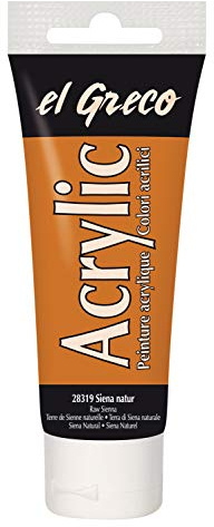 KREUL 28319 - El Greco Acrylic, 75 ml Tube in siena natur, hochpigmentierte, glänzende Acrylfarbe in Studienqualität, buttrig vermalbar, für pastose Malerei