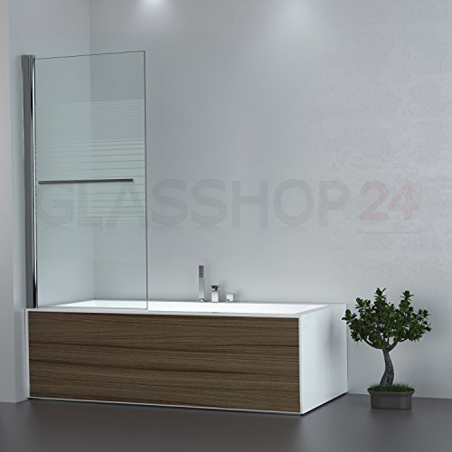 Duschwand für Badewanne mit 6mm ESG NANO Glas, Duschabtrennung Badewannenaufsatz Teilsatiniert D1 (BxH) 80x140cm