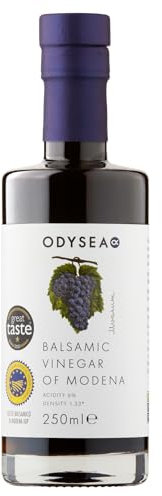 Odysea Balsamic Vinegar of Modena PGI, Traditional Italian Balsamic Vinegar, Glass Bottle, 250ml