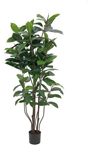 artplants.de Künstlicher Gummibaum, 145 Blätter, 9 stämmig, 150cm - Künstliche Zimmerpflanze - Deko Baum
