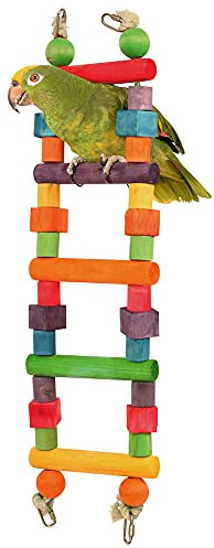 Rainbow Wooden Parrot Ladder Small African Grey Amazon Cockatoo Conure Macaw