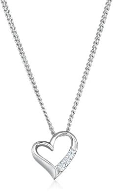 Elli DIAMONDS Halskette Damen mit Herz Anhänger Ewigkeit mit Diamant (0.04 ct.) in 925 Sterling Silber