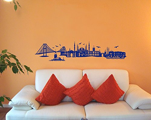 Wandtattoo Istanbul Skyline 150x33cm königsblau