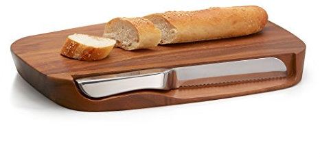 Nambe Planche à pain avec couteau Marron