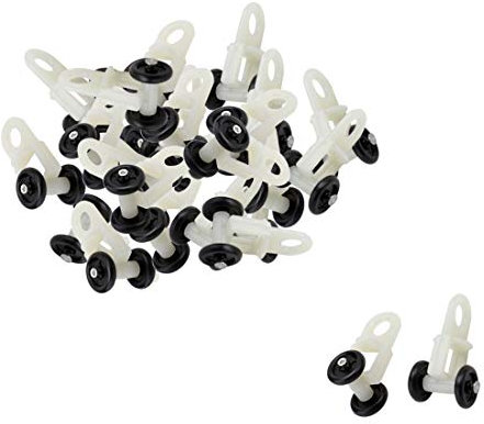 sourcing map 20pcs Glisseur Rail Rideaux Roulette Crochet Roue Rideaux Coulissant Poulie pour Fenêtre Voilage Galet en Plastique Noir Blanc