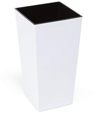 XXL Design Pflanztopf aus Kunststoff in Hochglanz Weiß mit herausnehmbaren Einsatz. Maße BxTxH in cm: 40 x 40 x 75 cm. 91,5 Liter Volumen!