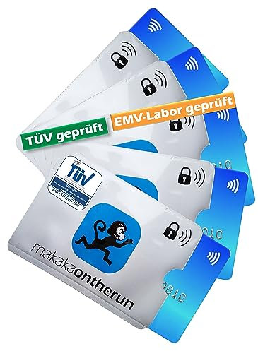 MakakaOnTheRun 5X RFID Blocker Kartenhülle (TÜV + HF Labor geprüft) - EC Karten Schutzhülle, Karten Hüllen für Geldbörsen, Ausweis- & Kartenhüllen, NFC Schutzhülle