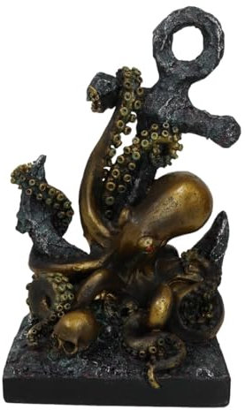 giant Deep Sea Octopus Kraken Hauling Anchor Decorative Paperweight Figurine