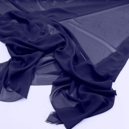 TOLKO Chiffon Stoff Meterware für Rock Bluse Tücher | Halb transparent knitterarm weich fallend | leicht wie Tüll Voile | Dekostoff für Gardine Vorhang Sichtschutz Stoffe zum Nähen Meterware (Blau)