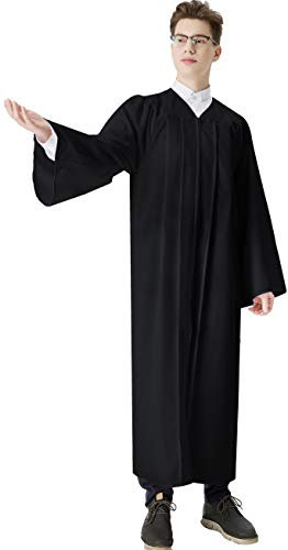 IvyRobes Robe de Clergé Mat Choir Robes Robe de Confirmation pour Baptêmes à Manches Ouvertes Unisex Adultes Noir