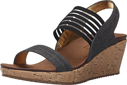 Skechers Rumblers-Sci-Fi, Sandali con Zeppa Donna, Nero, 37.5 EU
