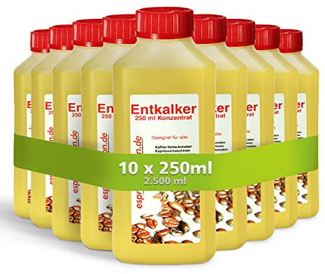 10 x 250 ml (2500ml) de détartrant universel pour tous les appareils ménagers, les machines à café, les porte-filtres, les machines Nespresso, les machines à expresso, les machines à filtre, les machines à dosettes, les bouilloires, les nettoyeurs à vapeur, les centrales de repassage à vapeur