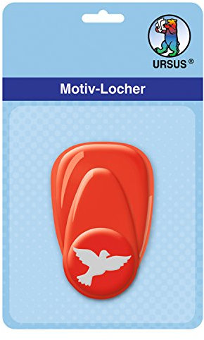 Ursus 19470017 - Motivlocher mit Hebel klein, Taube, rot, ausgestanztes Motiv ca. 16 mm, aus Kunststoff mit Metallstanze, geeignet für Grammaturen von 160 220 g /qm