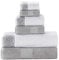 Modern Threads Handtuch-Set, 600 g/m², mit filgree-Jacquard-Bordüre, silberfarben, 6-teilig