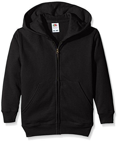 Fruit of the Loom Unisex Kids Zip front Classic Hooded Sweat, Black, 14-15 Years (Manufacturer Size:36)