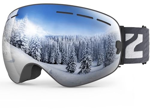 ZIONOR X Ski Snowboard Snow Goggles OTG Design for Men & Women with Spherical Detachable Lens UV Protection Anti-Fog