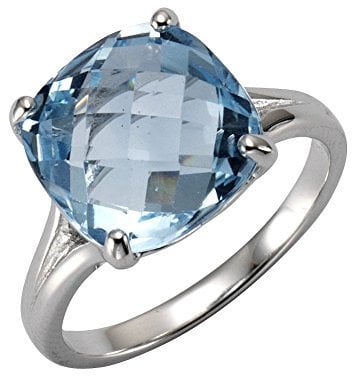 Zeeme Gemstones Damen Ring 925/- Sterling Silber Glänzend Blautopas beh. weiß 358271173