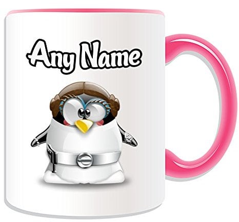 Personalised Gift - Princess Leia Organa Mug (Penguin Film Character Design Theme, Colour Options) - Any Name / Message on Your Unique - Costume Movie Superhero Hero Star Wars Jedi Lightsaber Laser Sword General Skywalker