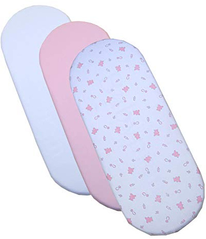 BabyPrem Spannbettlaken für Mädchen, Baumwolle, 73–76 x 28–30 cm, Teddy, 3 Stück