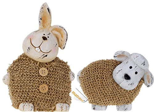 Hase oder Schaf aus Porzellan mit Fell - Osterhase Osterlamm Osterdeko Schaf
