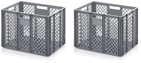 2x Bäckerkiste Cateringbox 60 x 40 x 42 durchbrochen inkl. gratis Zollstock 2er Set