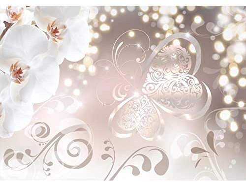 Runa Art Fototapete Blumen Orchidee Modern Vlies Wohnzimmer Schlafzimmer - Made in Germany - 308 x 220 cm Beige 9076010a