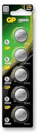 GP Batteries CR2032 Celle al Litio Batteria,3V, 1 blister con 5 unità