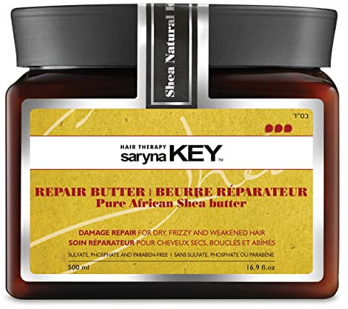 Saryna Key Damage Repair Butter Haarmaske – Mit reiner afrikanischer Sheabutter & Keratin – Feuchtigkeitspflege für trockenes, geschädigtes Haar – 500ml – Vitamine A, E, F