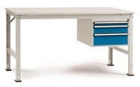Manuflex AU5525.0002 Universal Arbeitstisch inkl. Schubladen 1500x800x760 mm RAL7035 hellgrau Schublade RAL