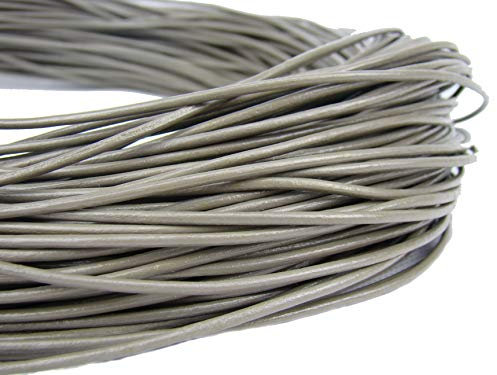 esnado Lederschnur Rund 2 mm Grau (5 Meter, Grau)