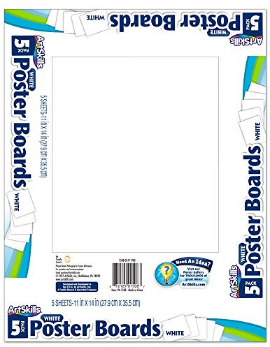 ArtSkills 11 x 14 Poster Board School and Craft Supplies, White, 5 Count (Pack of 1)