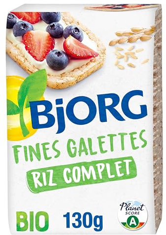 BJORG - Fines Galettes De Riz Complet Bio - Source De Fibres - Sans Sel Ajouté - 130 g