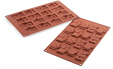 Silikomart | SF198 Silikonform für Monoportionen WINTER CHOCO TAGS, Antihaft, 37 x 60 h 8 mm Volumen 16 x 9 ml Tot. 144 ml