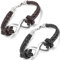 Aroncent 2 PCS Damen Herren Armband Infinity Charms Armreif Lederarmband Unendlichkeit Edelstahl Armkette Geflochtenes Armband, Schwarz