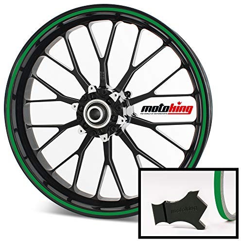 Motoking Felgenrandaufkleber mit Montagetool für Ihr Motorrad / 6 mm/für 10 bis 25 / Farbe wählbar - Grün matt