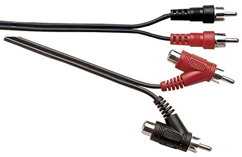 2 x Phono Plugs to 2 x Stackable Phono Plugs, Black