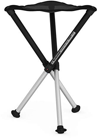 Walkstool - Modell Comfort - Schwarz und Silber - 3-Beiniger Klapphocker aus Aluminium - Sitzhöhe 55 cm - Klapphocker Faltbar, Belastbar mit 225 kg - Hergestellt in Schweden
