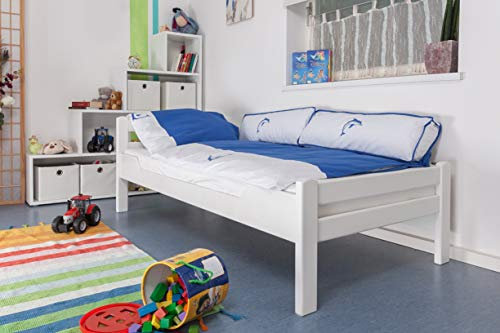 Kinderbett/Jugendbett Easy Premium Line K1/2n, Buche Vollholz massiv weiß lackiert - Maße: 90 x 200 cm