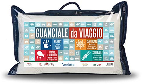 V.I.P. Very Important Pillow Kissen Memory Reise | Kompaktes und weiches Kopfkissen für Auto und Flugzeug, hergestellt in Italien