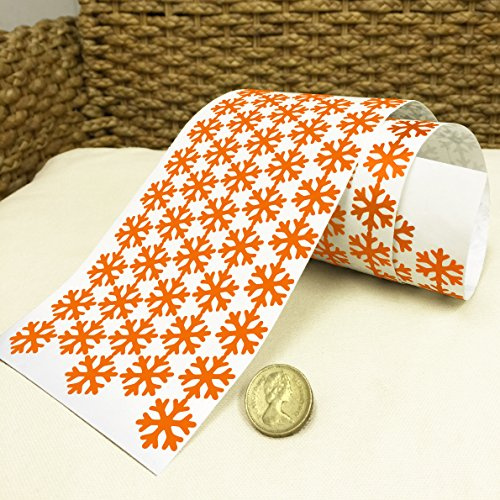 i.LifeUK 144 Snowflake Vinyl Christmas Sticker 20mm Colour Self Adhesive Peel&Stick -Orange