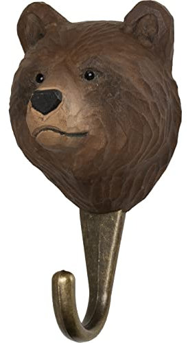 WILDLIFEGARDEN Wildlife Garden WG506 Haken Braunbär - Handgeschnitzter Tierhaken aus Holz und Metall - Sammlung Europäische Tiere