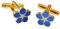 THE MASONIC COLLECTION Manschettenknöpfe mit Blumen-Design für Männer – Blaue Emaille und atemberaubende orangefarbene Steine ​​– Geschenk-Accessoire für Freimaurer