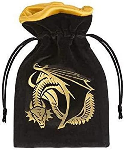 Q-Workshop DRA12 - Dragon Black & Golden Velour Dice Bag