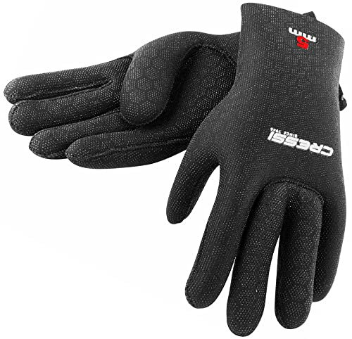 Cressi Neoprenhandschuhe High Stretch, Schwarz/Logo Rot, M