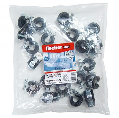 fischer FGRS Plus 1/2'' BG - Rohrschelle mit Schnellverschluss zum zeitsparenden Befestigen von Rohrleitungen bis 2“ mit Gewindestangen oder Stockschrauben - 20 Stück - Art.-Nr. 87125