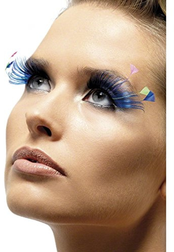 NET TOYS Falsche Wimpern schwarz-blau Faschingswimpern Blau Wimpernextensions Karneval Feder Wimpern Kunstwimpern Federwimpern