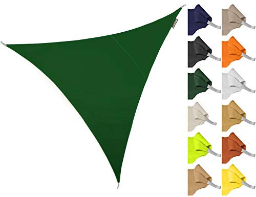 Kookaburra 3.6m Triangle Water Resistant Garden Patio Sun Shade Sail Canopy 96.5% UV Block with Free Rope (Green)